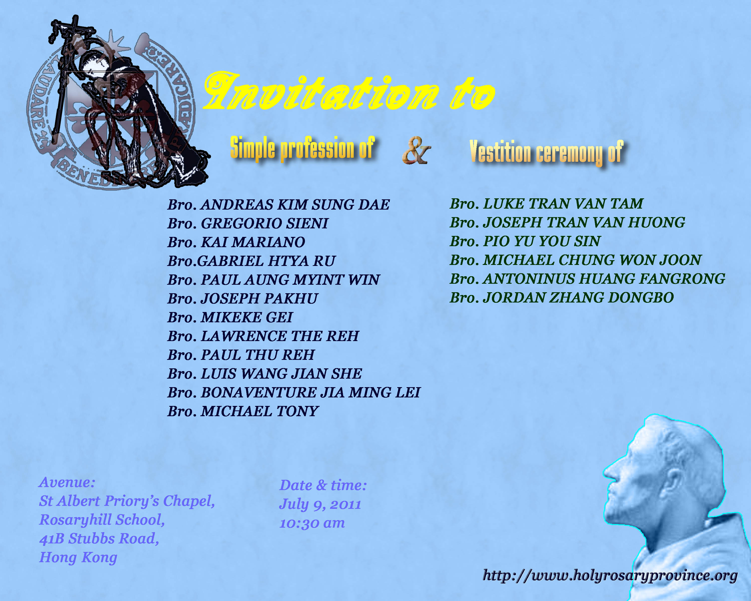 FIRST SIMPLE PROFESSION OF AND VESTITION CEREMONY