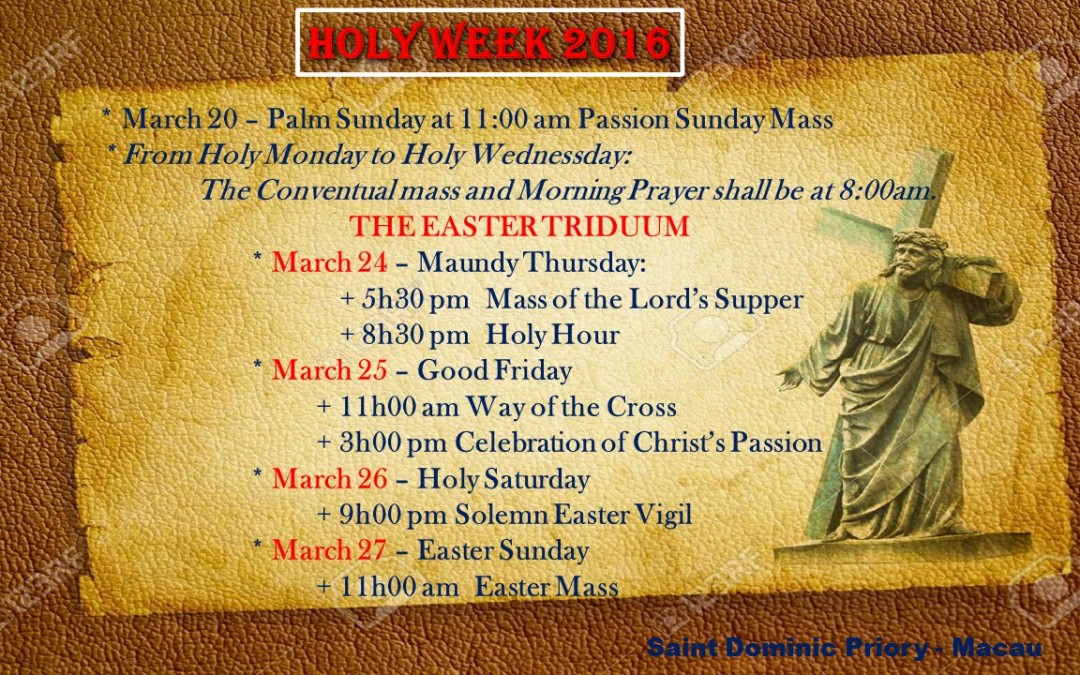 The Schedule for the Holy Week of the Convent