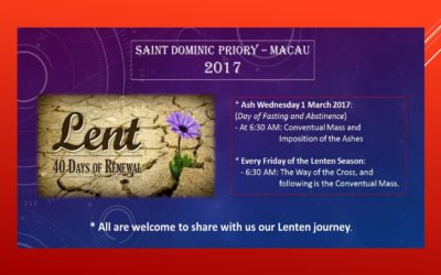 Lenten Season at the Priory – Macau 2017